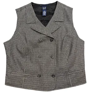 Gap Stretch Wool Houndstooth Vest Double Breasted Career Top Womens Size‎ Medium thumbnail 1