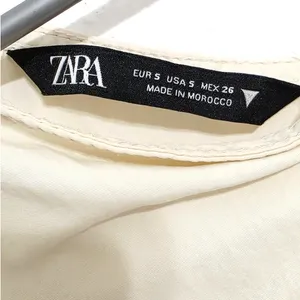 Zara Asymmetric Nylon Midi Dress Ecru White Size Small thumbnail 6
