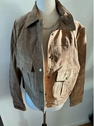 Forever 21 brown leather suede jacket size L thumbnail 1