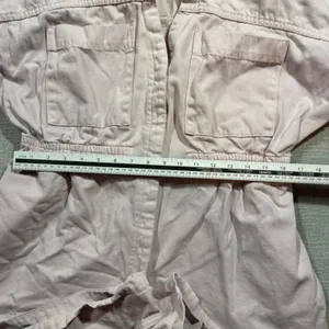 Nasty Gal Pink Denim Romper Utility Boiler Suit Shorts US‎ 12 Large Short Sleeve thumbnail 4