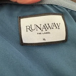 Runaway Blue Satin Midi Slip Dress XL Ruched Cocktail Semi Formal Bias Cut $139 thumbnail 7