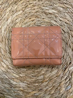 Christian Dior Lady Dior Lotus Quilted Patent Leather Cannage Wallet in Peachy Pink thumbnail 11