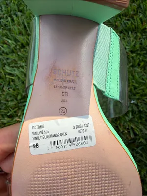 Schutz Victorie Transparent Block Heel Sandals Green 9B $138 thumbnail 5