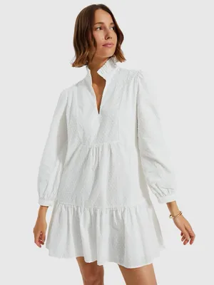 Tuckernuck Palmerston Swiss Dot 3/4 Sleeve Dress in White S thumbnail 3