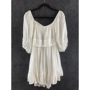 Selfie Leslie White Mini Dress Square Neck Open Back Lace Up Bow NWT US XL AU 14 thumbnail 2