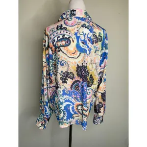 SundayUp Paisley Blouse Sz Large Blue Pink Boho Preppy thumbnail 2