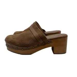 Free People Calabasas‎ Clog Brown Suede Wood Heel Tan Size 41 US 10 thumbnail 14