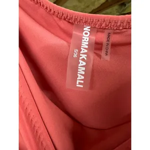 Norma Kamali Diana Ruched One-Shoulder Gown Papaya Size Small Peach Pink thumbnail 5