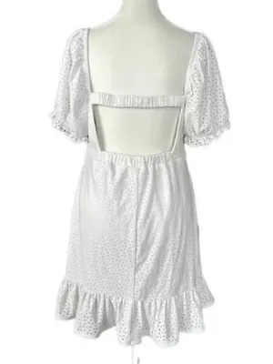 Speechless Eyelet Open Back Boho Prairie Core Mini Dress Sz Large Juniors thumbnail 6