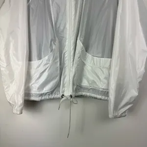 Athleta White Lined Windbreaker Jacket Sz 1X Full Zip Athletic Pockets Hooded thumbnail 10