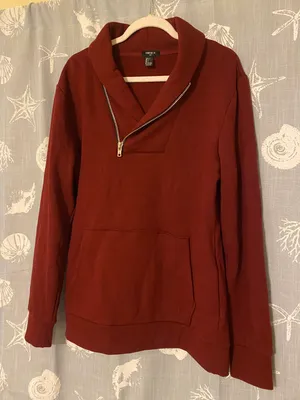 Forever 21 Maroon Burgundy Asymmetrical Quarter Zip Sweatshirt thumbnail 1