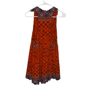 🔥 Free People Charlotte Rust Printed Tunic Tank Size‎ S Boho 🧡 thumbnail 5