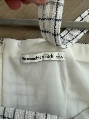 Abercrombie & Fitch Black White Tweed Square Neckline Sleeveless Mini Dress L thumbnail 10