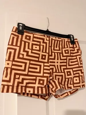 Women’s Brown/Beige Geometric 2pc Bikini Top w/ Swim Shorts L thumbnail 3