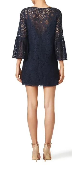RTR Elizabeth and James Glorietta Navy Blue Lace‎ 3/4 Bell Sleeve Mini Dress thumbnail 1