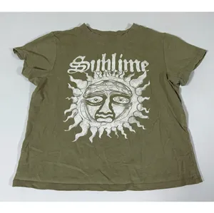 Olive Green Sublime Sun Graphic Short Sleeve Band Tee T-Shirt Top Size XS ☀️✨ thumbnail 2