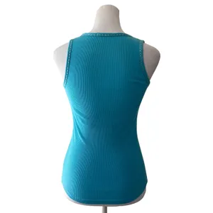 Vintage ‘00s Playgirlz Aqua Blue Rhinestone Cowgirl Stretchy Ribbed Tank Top thumbnail 5