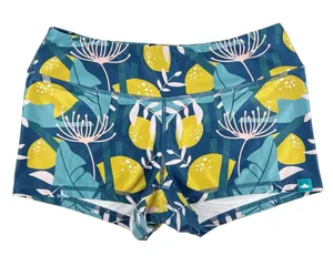 Wodbottom Blue Yellow Lemon Print‎ Shorts 2.5" CrossFit Workout Size Medium thumbnail 1
