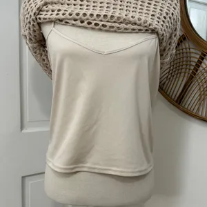 Steve‎ Madden Crochet Top L Beige Open Knit Boho Minimalist Beachy Neutral Boxy thumbnail 3