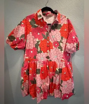 Listicle Flower Print Button Front Bubble Mini
Dress thumbnail 1