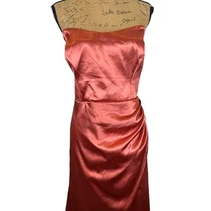 Birdy Grey‎ Anne Dress Terra Cotta Shiny Satin Strapless Maxi Bridesmaid Size XL thumbnail 2