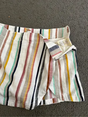 Free People White Mini Skirt with Multicolor Vertical Stripes thumbnail 6