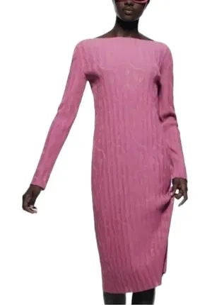 Zara MIDI Mauve Dress(Size Small) thumbnail 1