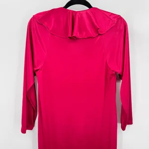 Vintage 80s Long Burgundy Satin Nightgown Ruffle ILGWU Union Made in the USA S thumbnail 3