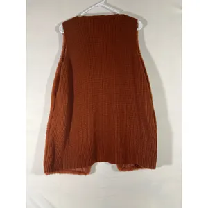 Liz Claiborne Faux Fur Vest Women L Rust Brown Knit Back Open‎ Front Aspen Vibe thumbnail 2