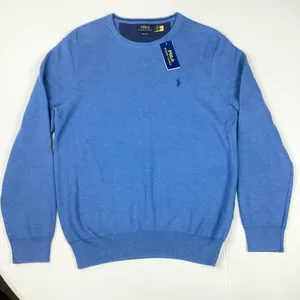 Polo Ralph Lauren Mesh Knit Crewneck Sweater Blue New with tag Cotton Mens Large thumbnail 1