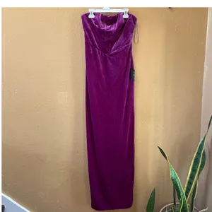 Lulus Constant Love Magenta Velvet Strapless Maxi Dress Corset Gown Pink Medium thumbnail 3