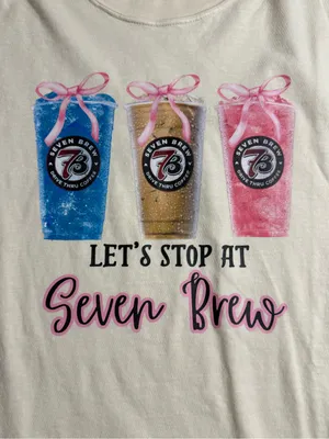 Comfort Colors Cream Tee with Blue, Brown & Pink Drink Graphics thumbnail 4