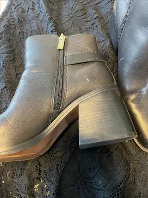 Vince Camuto Black Leather Ankle Booties with Side Zip thumbnail 5