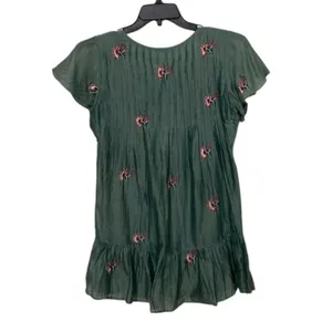 Tularosa Carson Caledon Green Silk Cotton Embroidered Tunic Mini Dress XS thumbnail 6