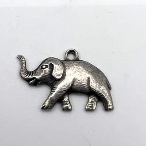 Vintage Women's Elephant Sterling Silver Trunk Up‎ Silver Tone Necklace Pendant thumbnail 2