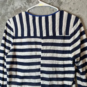 Frame Nautical Striped 100% Linen Henley Top Size Small Worn on Young and Hungry thumbnail 2
