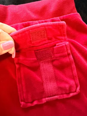 Sarah Johnson Y2K Red Velour pants, pull up elastic waist, Juicy inspo sz M thumbnail 12