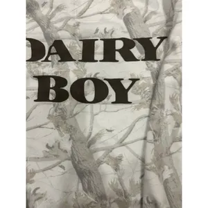 DAIRY BOY Teddy Brown Cream Woodland Camo Crew Sweatshirt XS Cotton Sold Out thumbnail 3