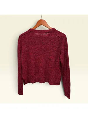 Divided by H&M Burgundy Knit Sweater, Size Small thumbnail 4