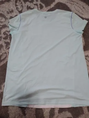 Lululemon Runbeam Short Sleeve Aquamarine And White Shirt thumbnail 4