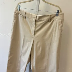 Talbots The Perfect Chino‎ Curvy Pants Women's 16 Tan Beige Straight Leg Cotton thumbnail 3