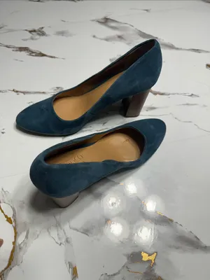 Franco Sarto Blue Suede Block Heel Pumps thumbnail 3