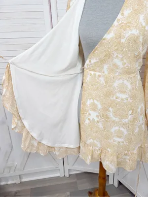 Jun‎ & Ivy by Francesca's Floral Boho Ruffle Wrap Mini Dress Yellow Cream Small thumbnail 7