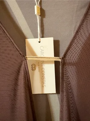 NWT Caroline Constas Mesh Beach Cover-Up Maxi Dress in Latte Wave thumbnail 5