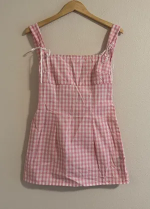 SHEIN Pink and White Gingham Mini Dress thumbnail 1