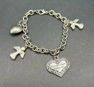 Guardian Angel Heart Silver Tone Fashion Charm Bracelet thumbnail 1