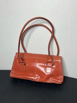 Y2K Vintage Burnt Orange Leather Silver Hardware Large Shoulder Bag Preppy thumbnail 3