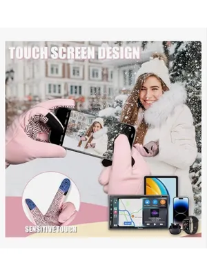 NEW Pixel Panda Winter Gloves Warm Touchscreen Gloves Thermal Large Pink thumbnail 4
