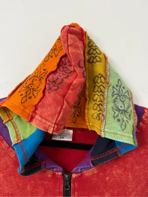 {L/XL} Greater Good Patchwork Rainbow Zip Jacket Red Size L thumbnail 4
