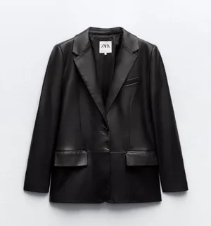 Zara faux leather menswear style blazer BLOGGERS FAVORITE!! thumbnail 6